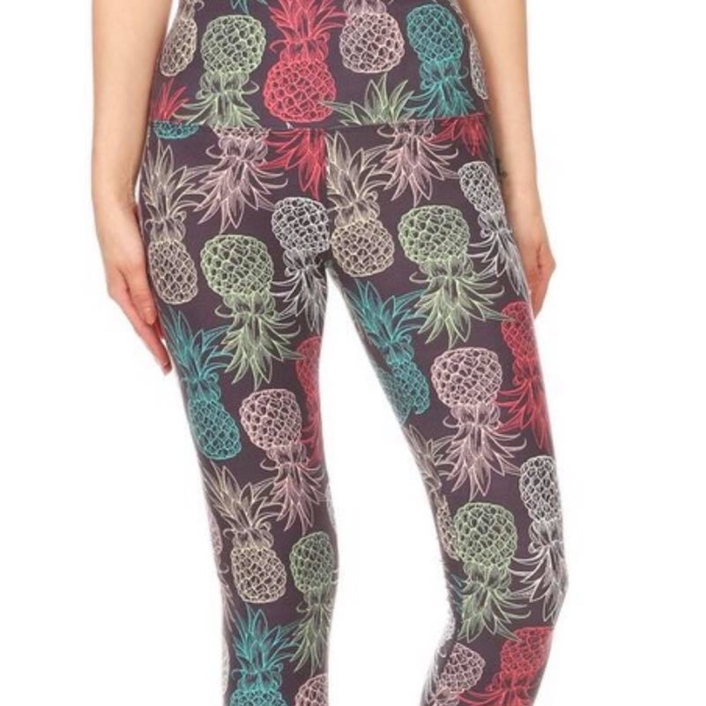 Pineapple Multi Navy/Purple Peachskin Leggings PS